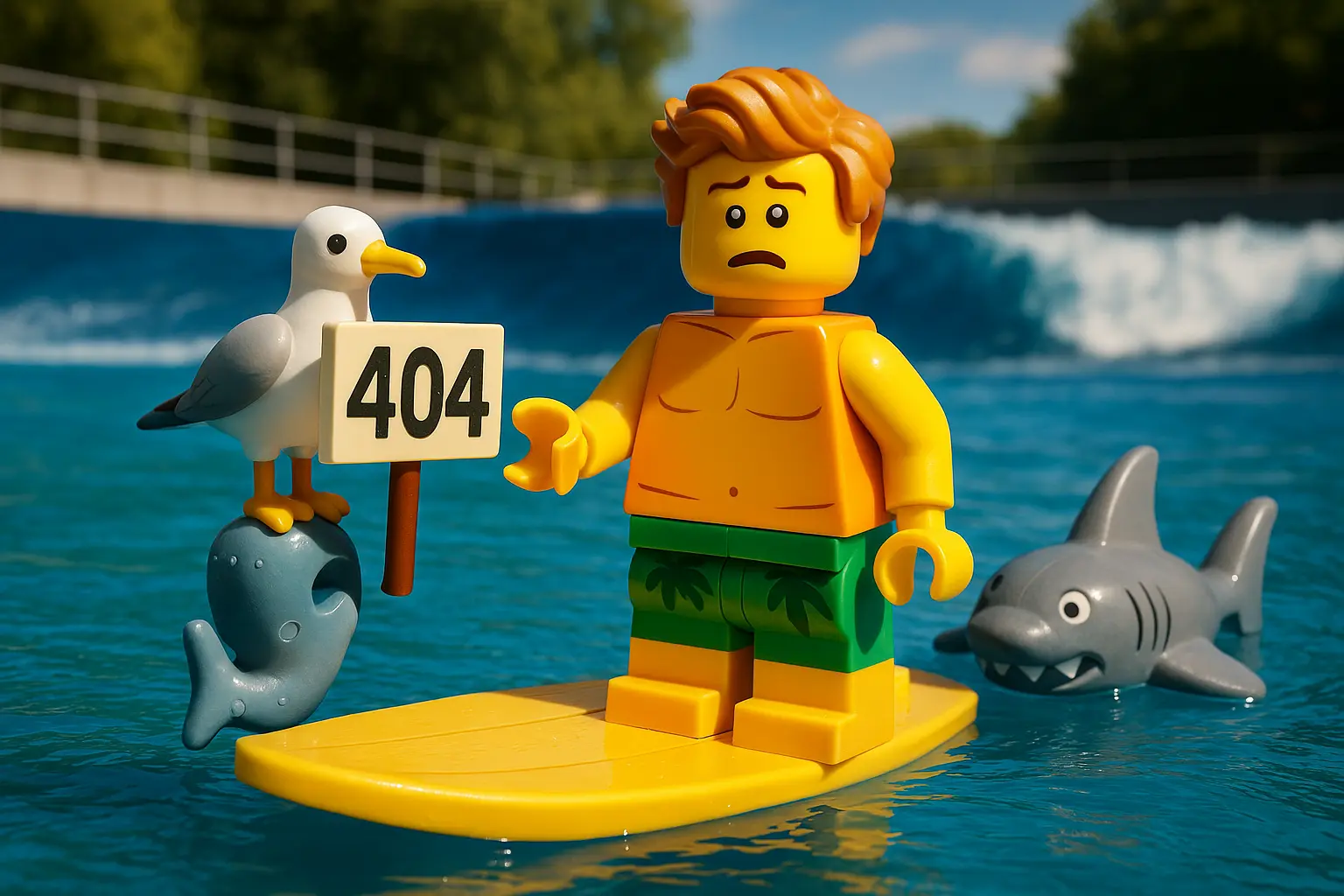 Surfer lost in the ocean